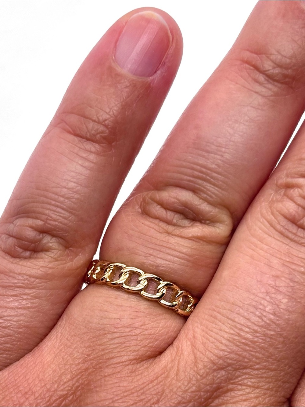 Stackable Chain Link Gold Tone Ring Size 7.5